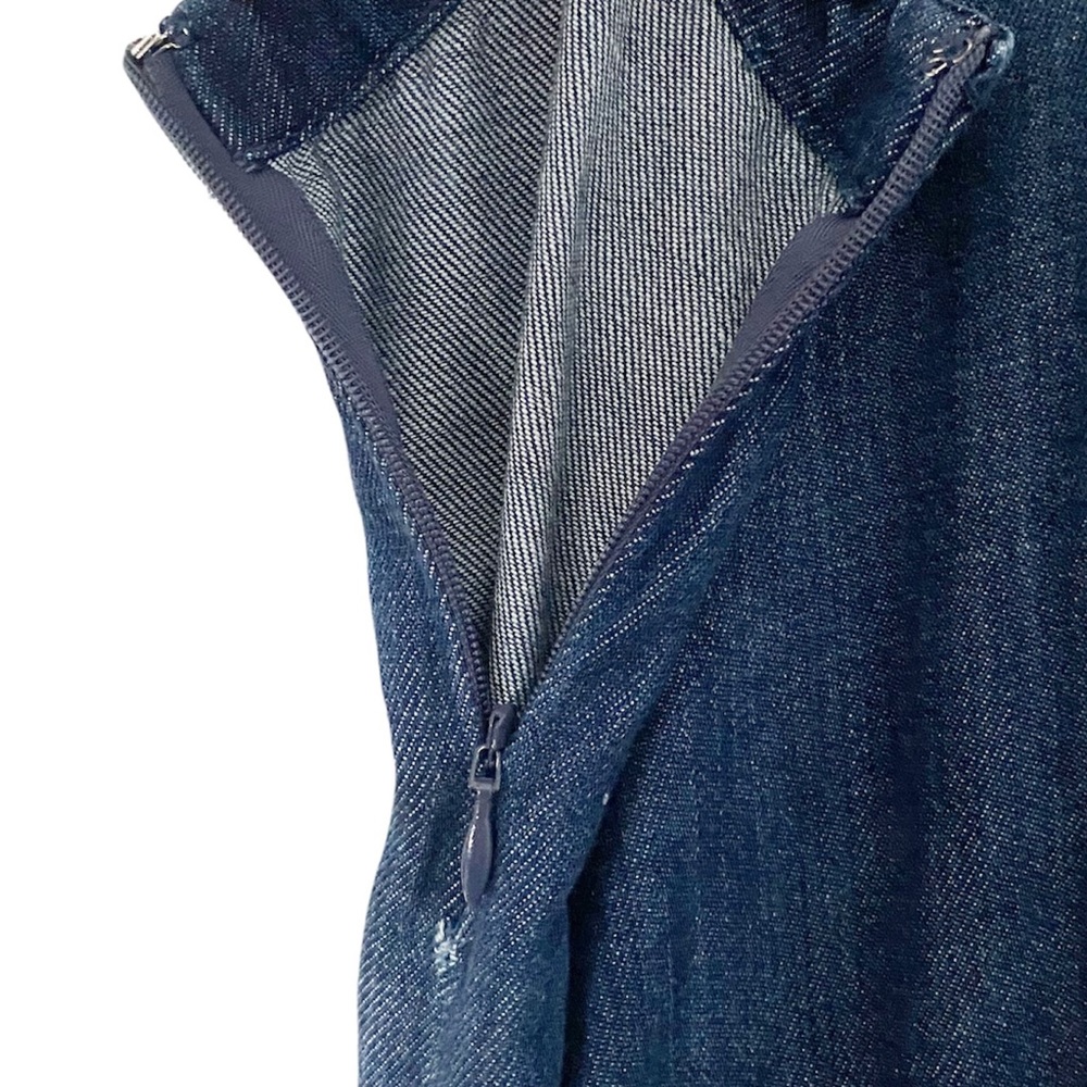 Cloth & Stone Bella Dahl Denim Wide Leg Jumpsuit Raw Hem High Neck Halter Romper - Picture 8 of 15